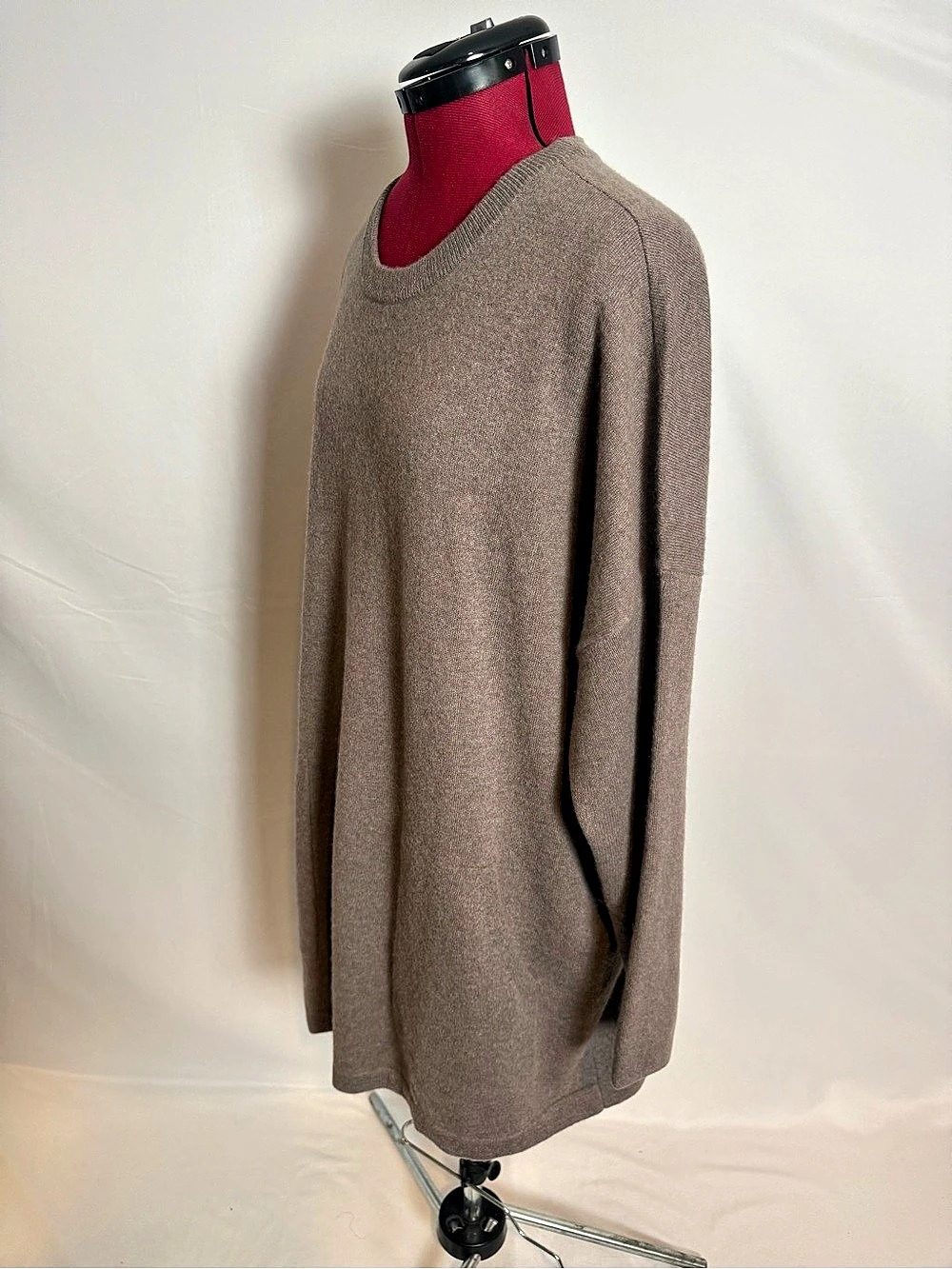 NWT J.Jill 100% Cashmere Crew Neck Sweater Women's Size 2X Mocha Heather Pockets - Picture 13 of 15